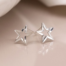 Cut Sterling Silver Star Stud Earrings by Peace of Mind